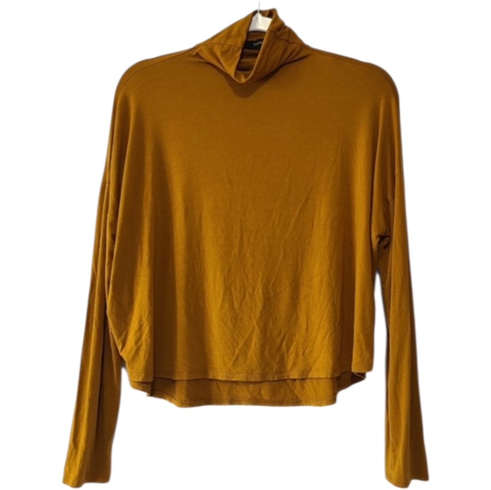 Babaton Aritzia Brown Funnel Neck Long Sleeve Shirt Sz Oversized M Minimalist